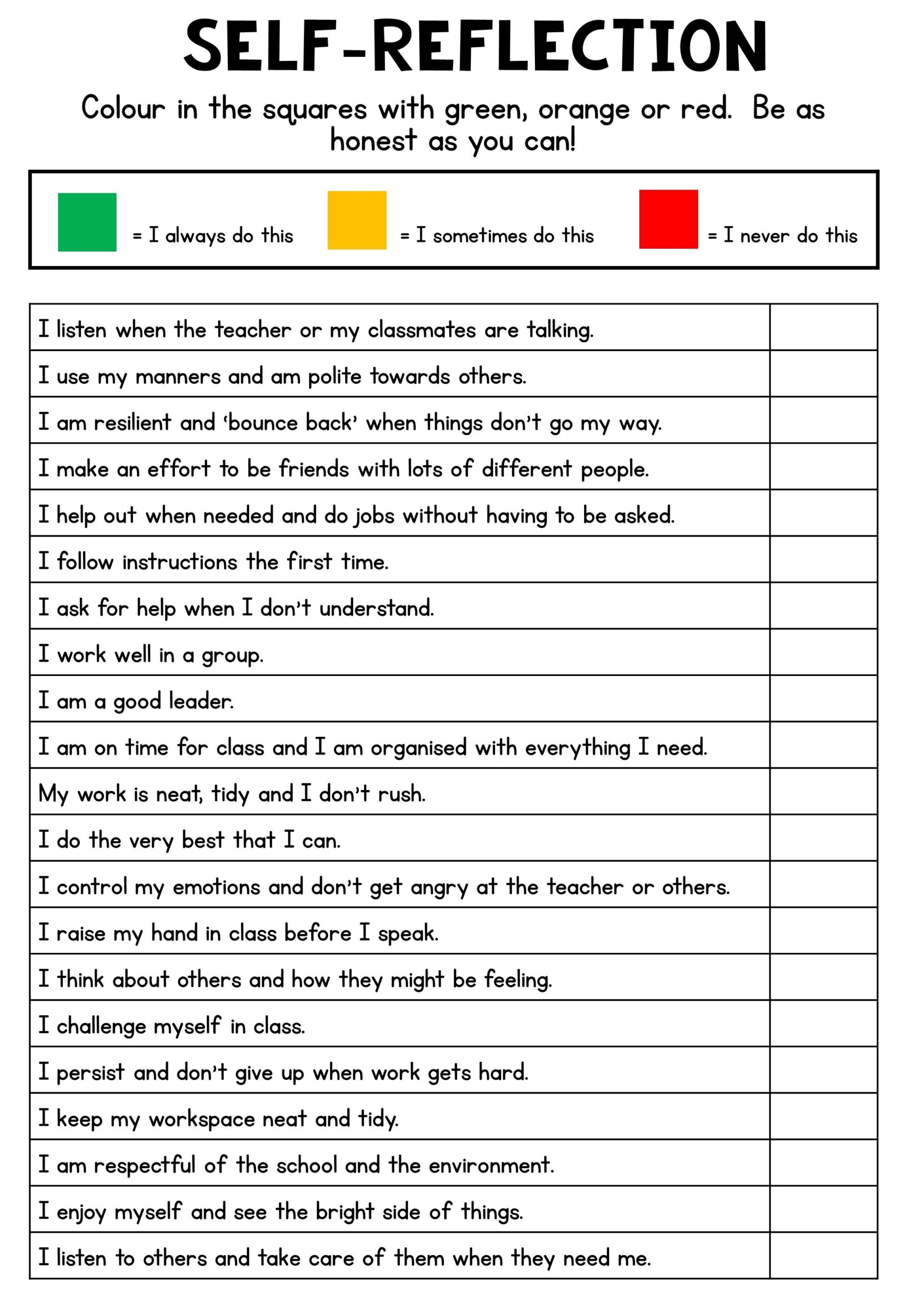 free printable sel worksheets