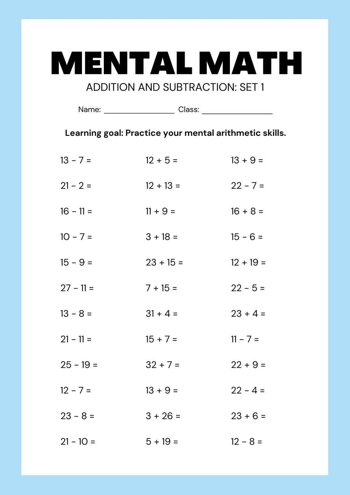 free printable 10 years old maths worksheet