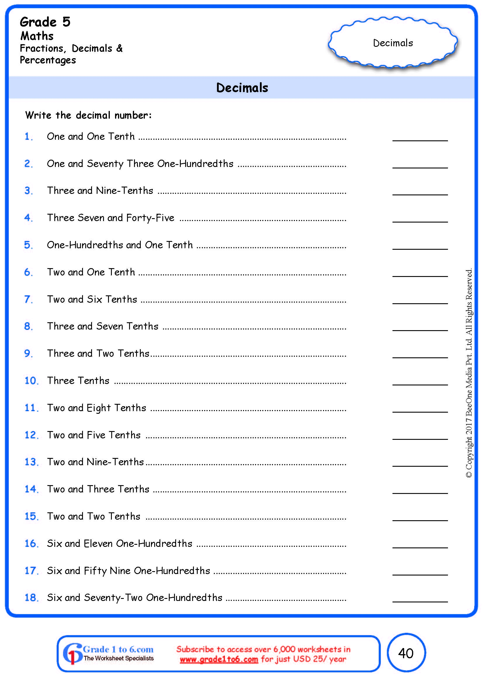 Grade 5 Fraction To Decimal Conversion Worksheets www grade1to6 Grade 5 Fraction To Decimal Conversion Worksheets www grade1to6