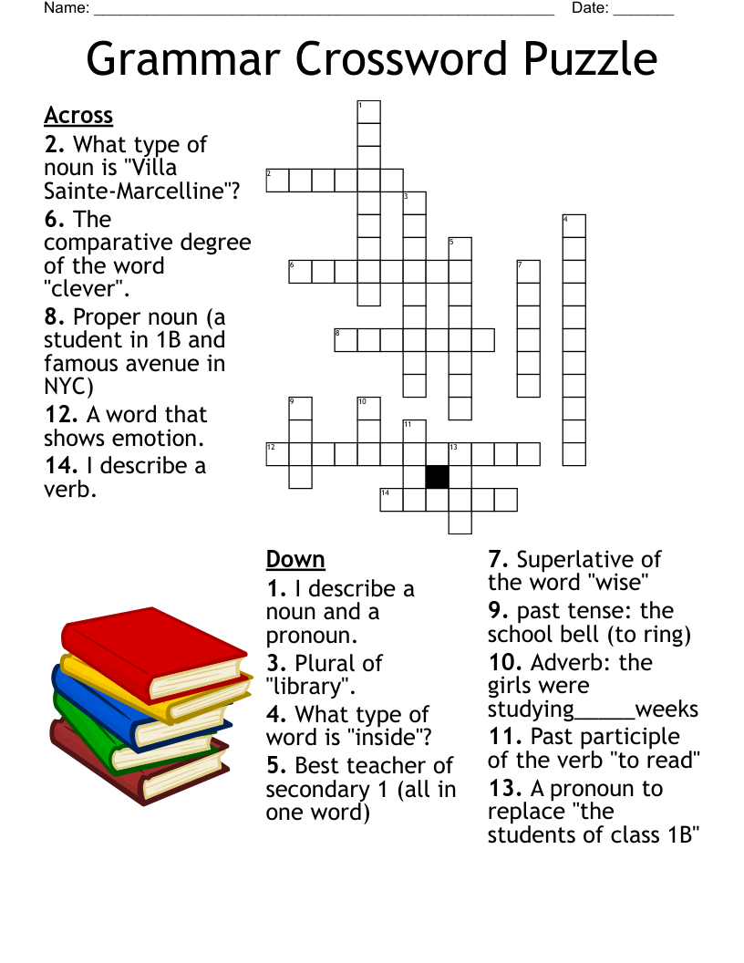 Grammar Topic Crossword Clue
