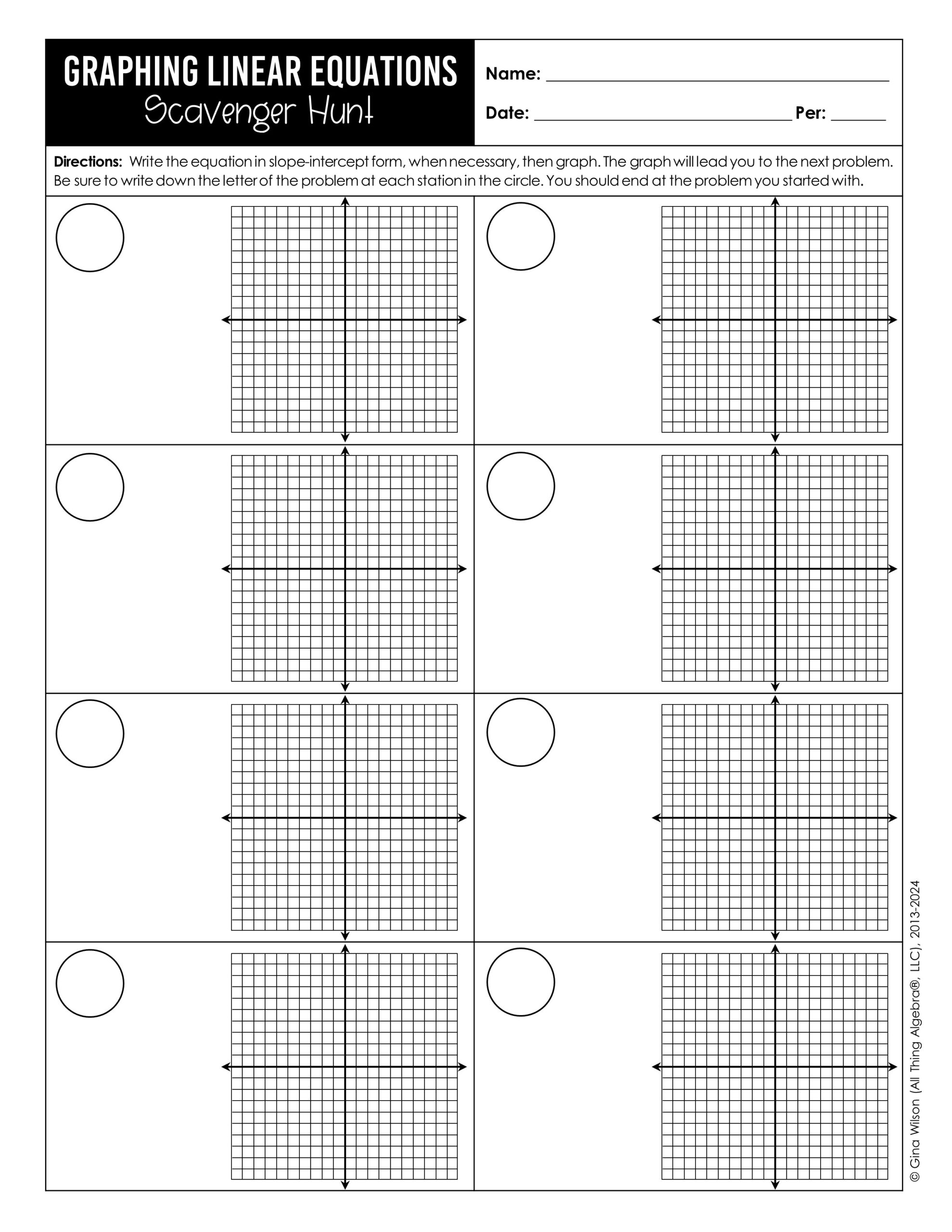 Graphing Linear Equations Scavenger Hunt All Things Algebra Graphing Linear Equations Scavenger Hunt All Things Algebra