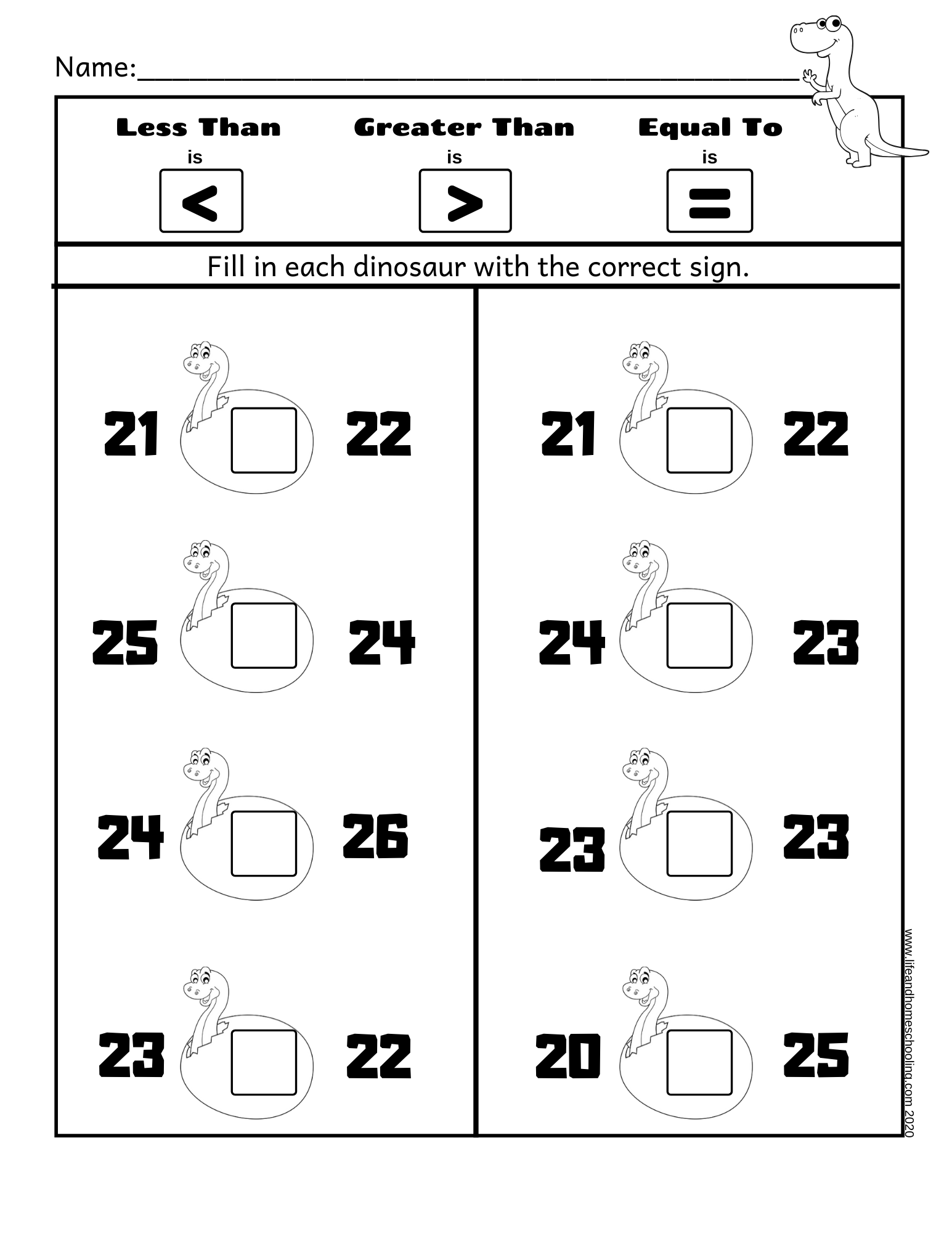 greater than less than worksheets free printable