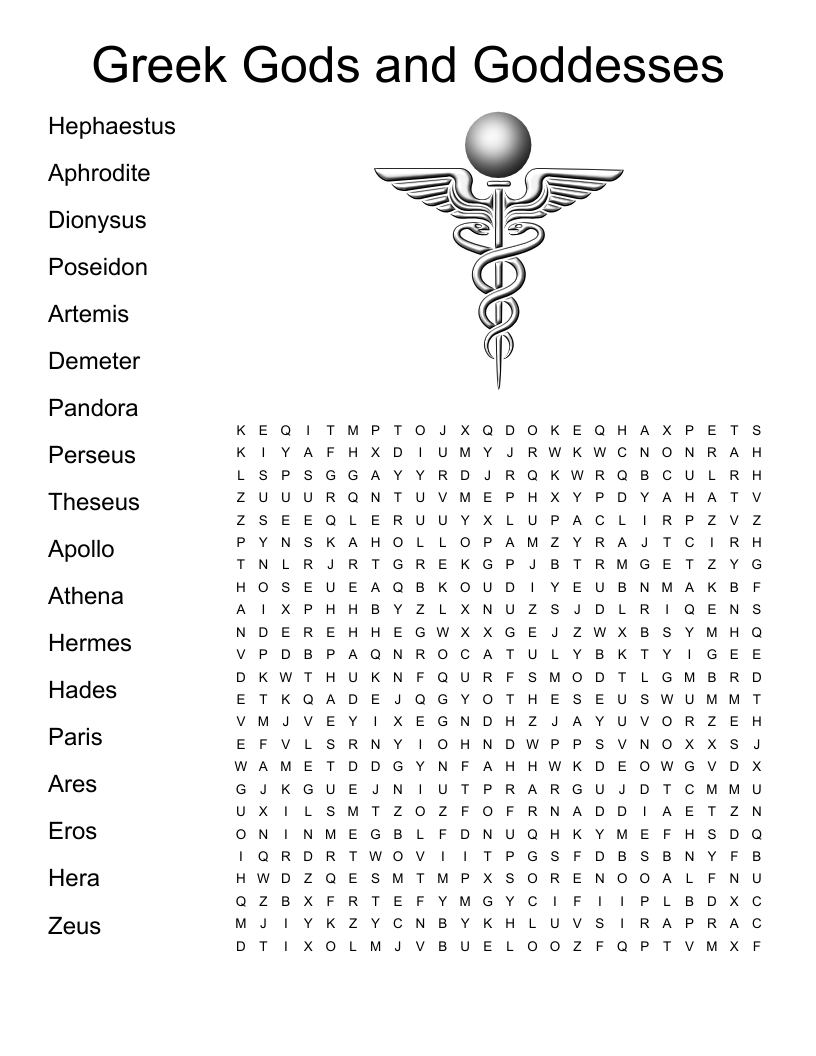 greek mythology word search