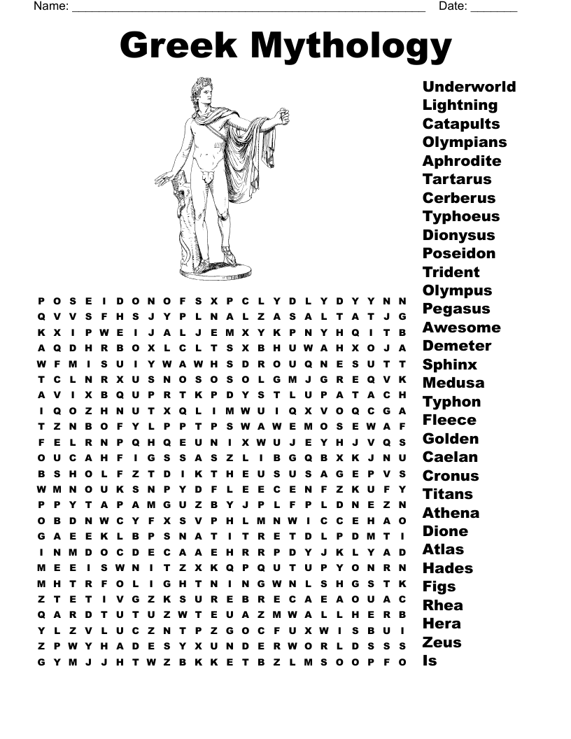 Greek Mythology Word Search