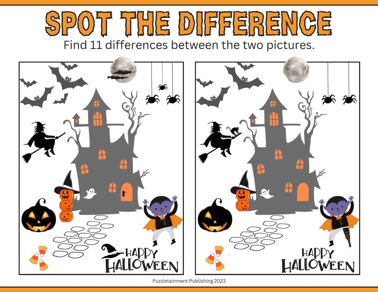 Halloween Spot The Difference Printable Page fun Free Puzzletainment Publishing Halloween Spot The Difference Printable Page fun Free Puzzletainment Publishing