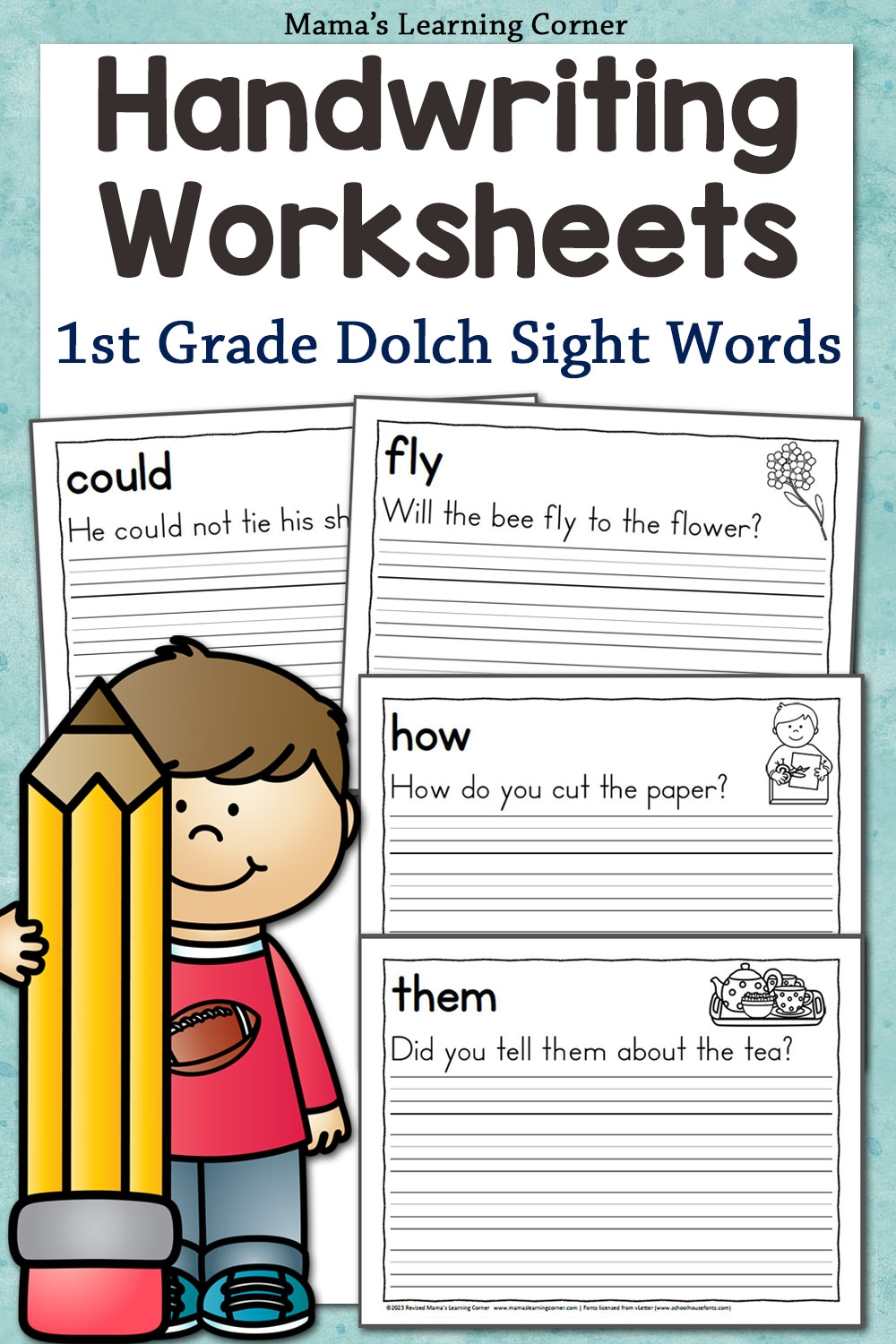 Handwriting Worksheets For Kids Dolch First Grade Words Mamas Learning Corner