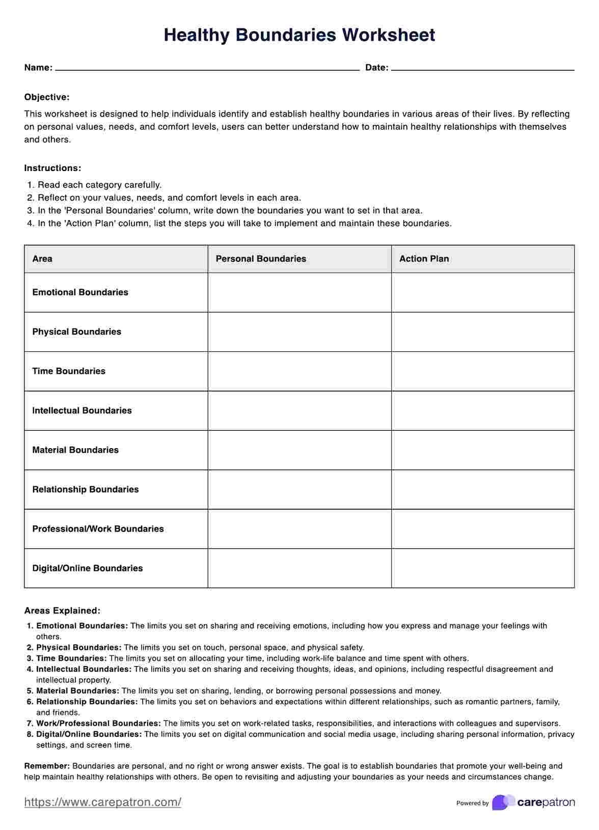 printable setting boundaries worksheet