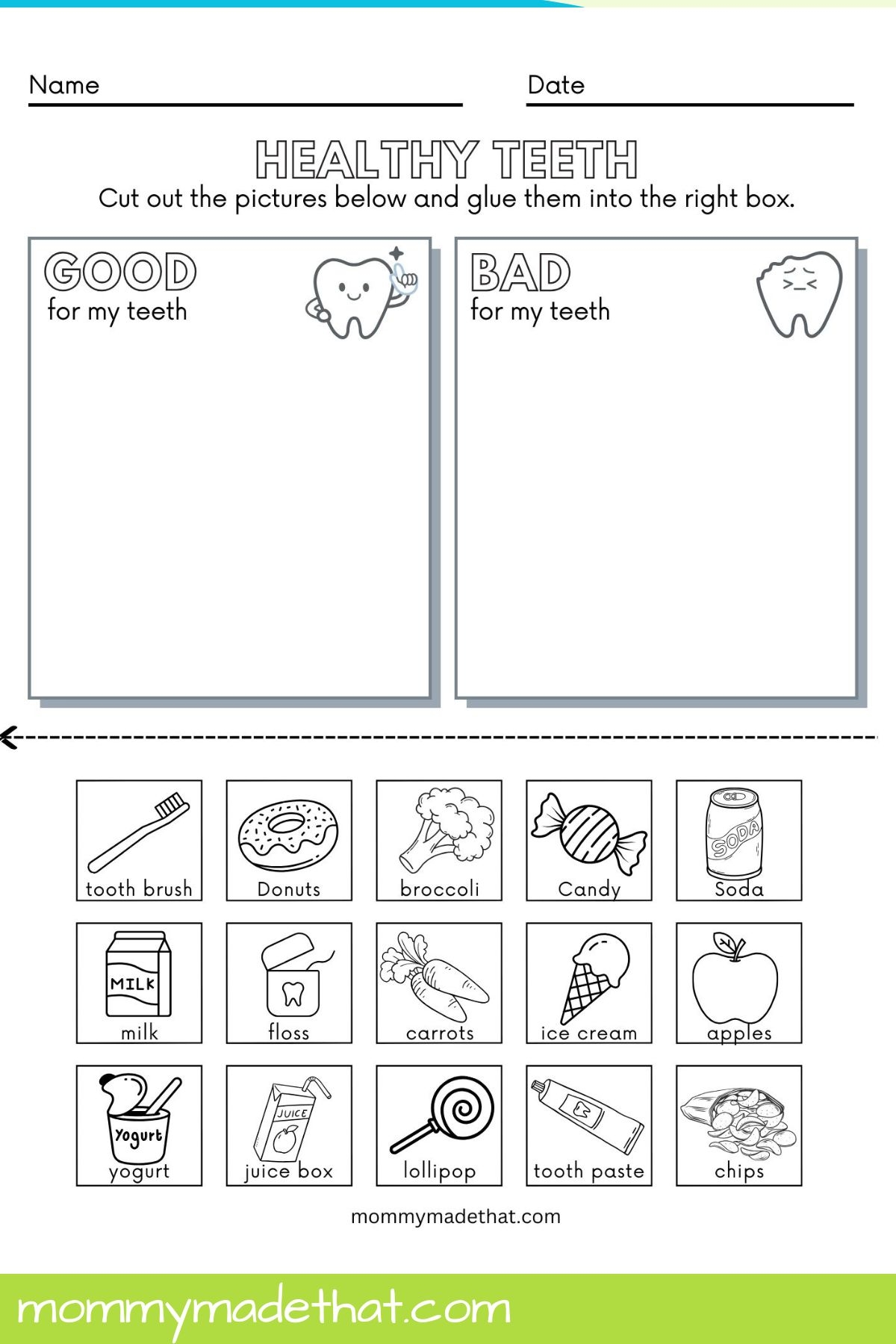 Healthy Teeth Sorting Worksheet Free Printable Healthy Teeth Sorting Worksheet Free Printable