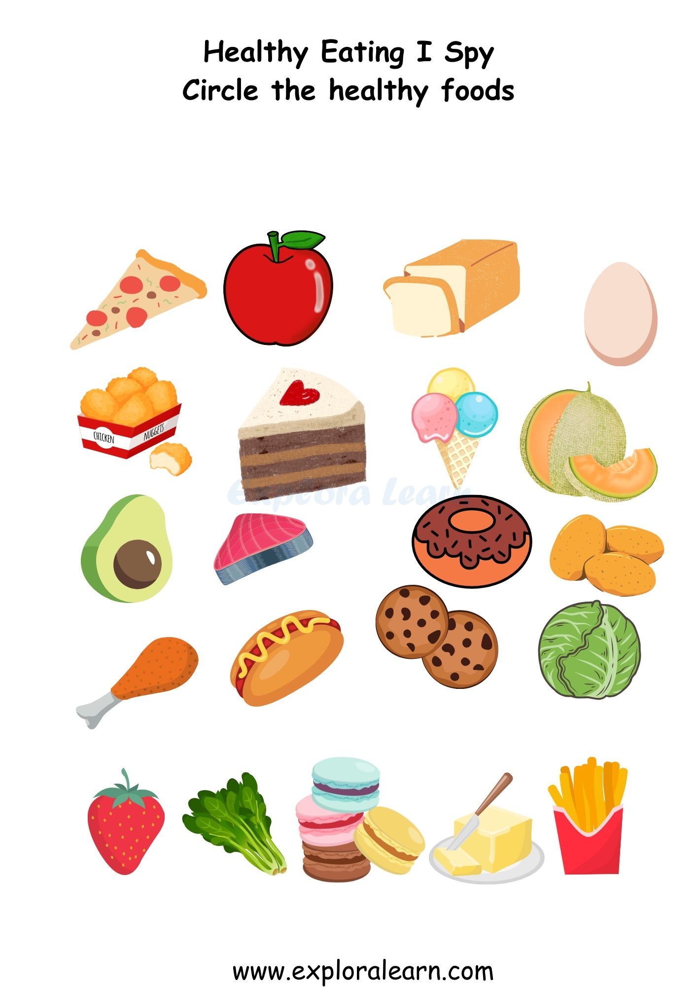 free printable healthy food worksheets