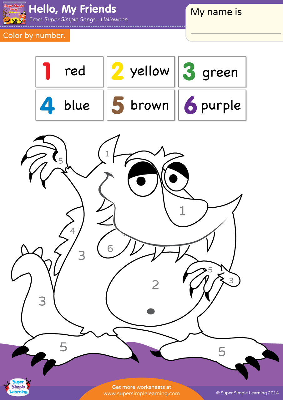 Hello My Friends Worksheet Color By Number Super Simple Hello My Friends Worksheet Color By Number Super Simple