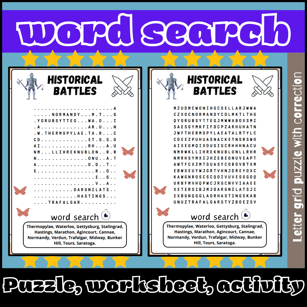 Historical Battles Word Search Puzzle Worksheet Activity Made By Teachers Historical Battles Word Search Puzzle Worksheet Activity Made By Teachers