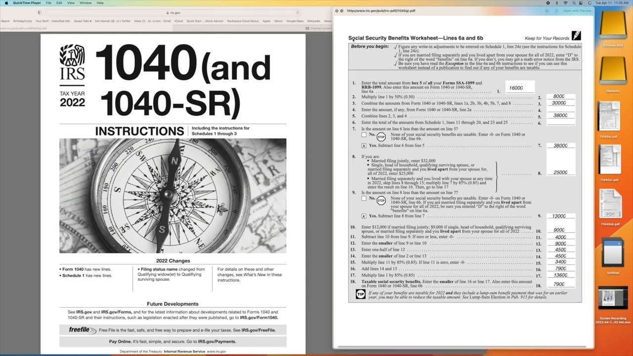 How To Use Social Security Benefits Worksheet Lines 6a And 6b Of 1040 SR Worksheets Library