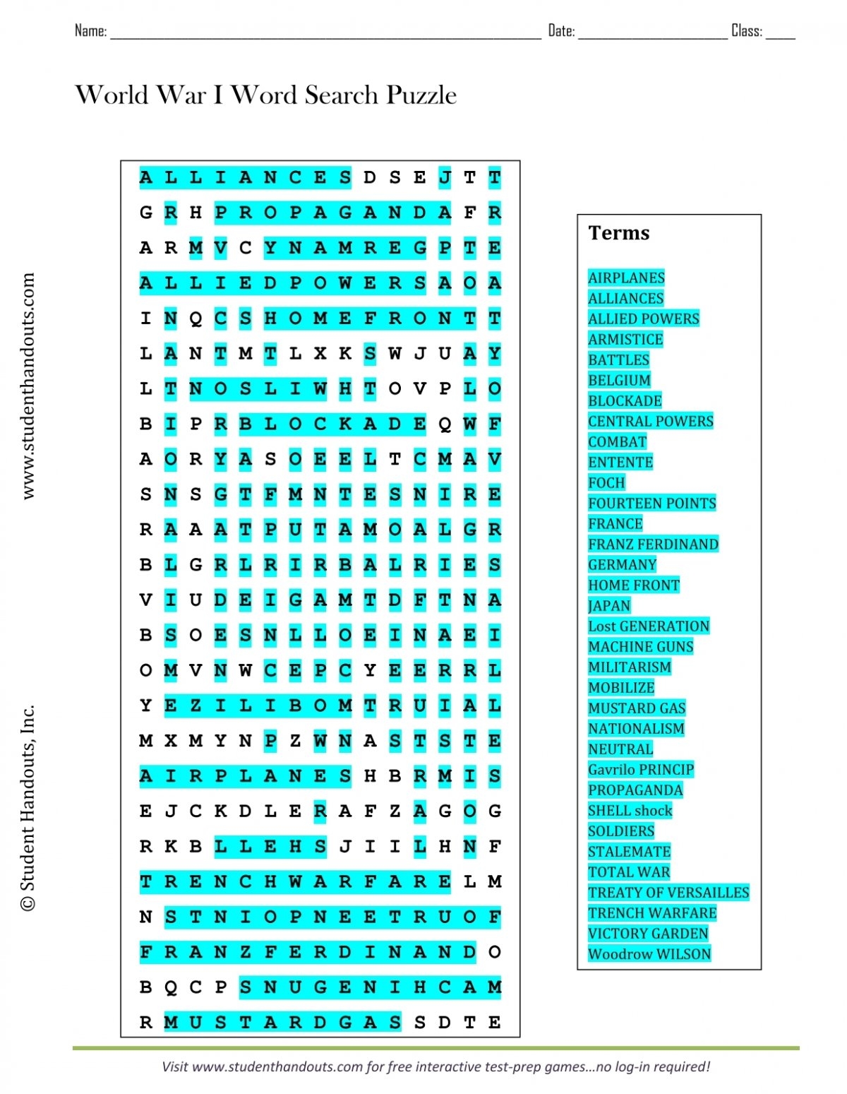 Httpswww studenthandouts0019980110 10 World War I Word Search Puzzle Answer Key pdf Httpswww studenthandouts0019980110 10 World War I Word Search Puzzle Answer Key pdf