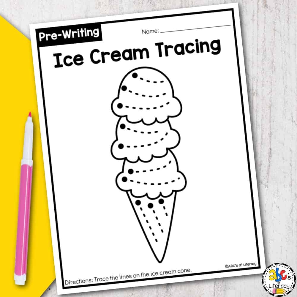 Ice Cream Tracing Worksheets
