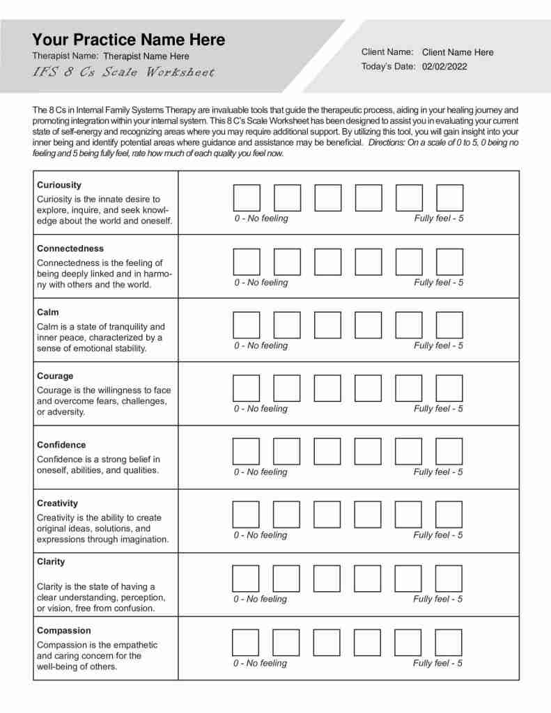 Free Printable Internal Family Systems Worksheets Pdf