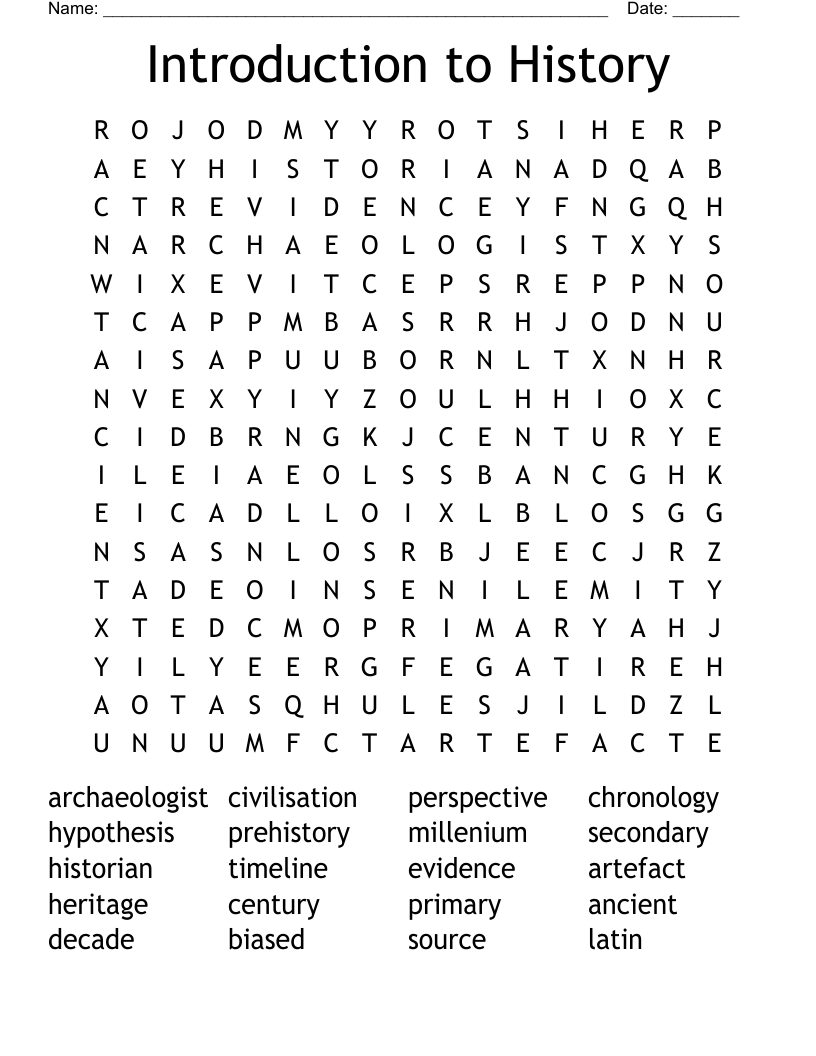 History Word Search Puzzles