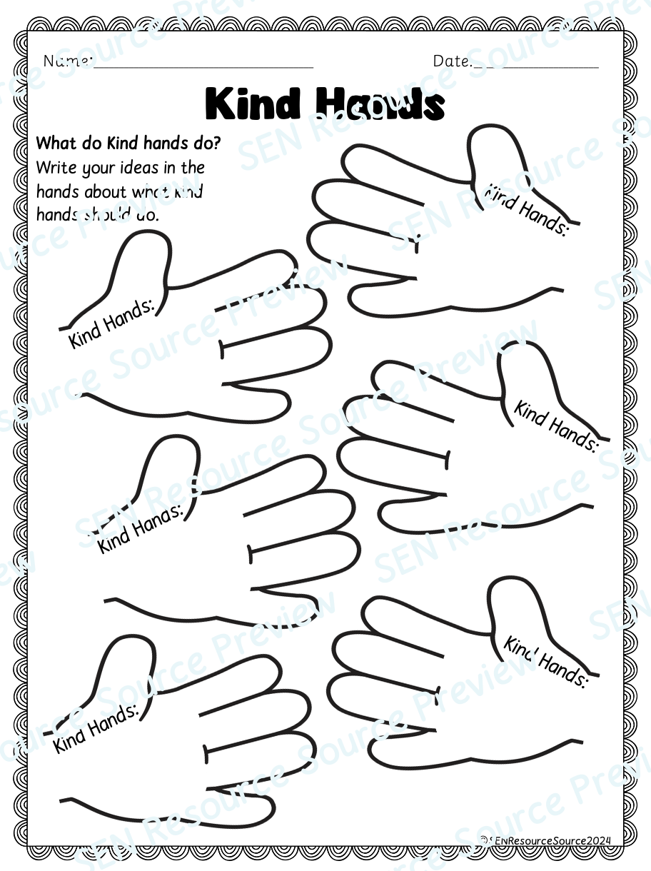 Kind Hands Worksheet Teaching Resources Kind Hands Worksheet Teaching Resources