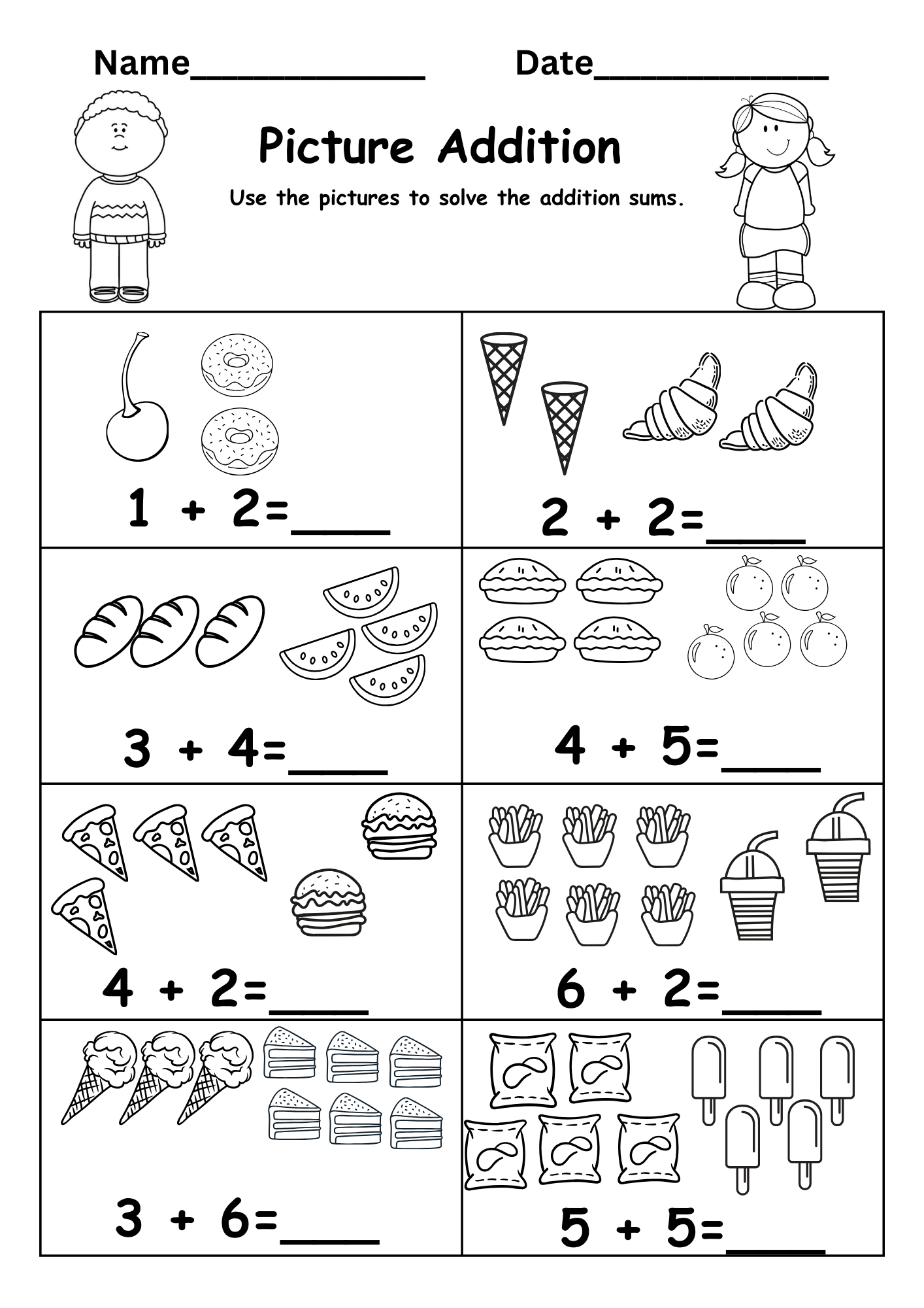 Free Printable Kindergarten Addition Worksheets
