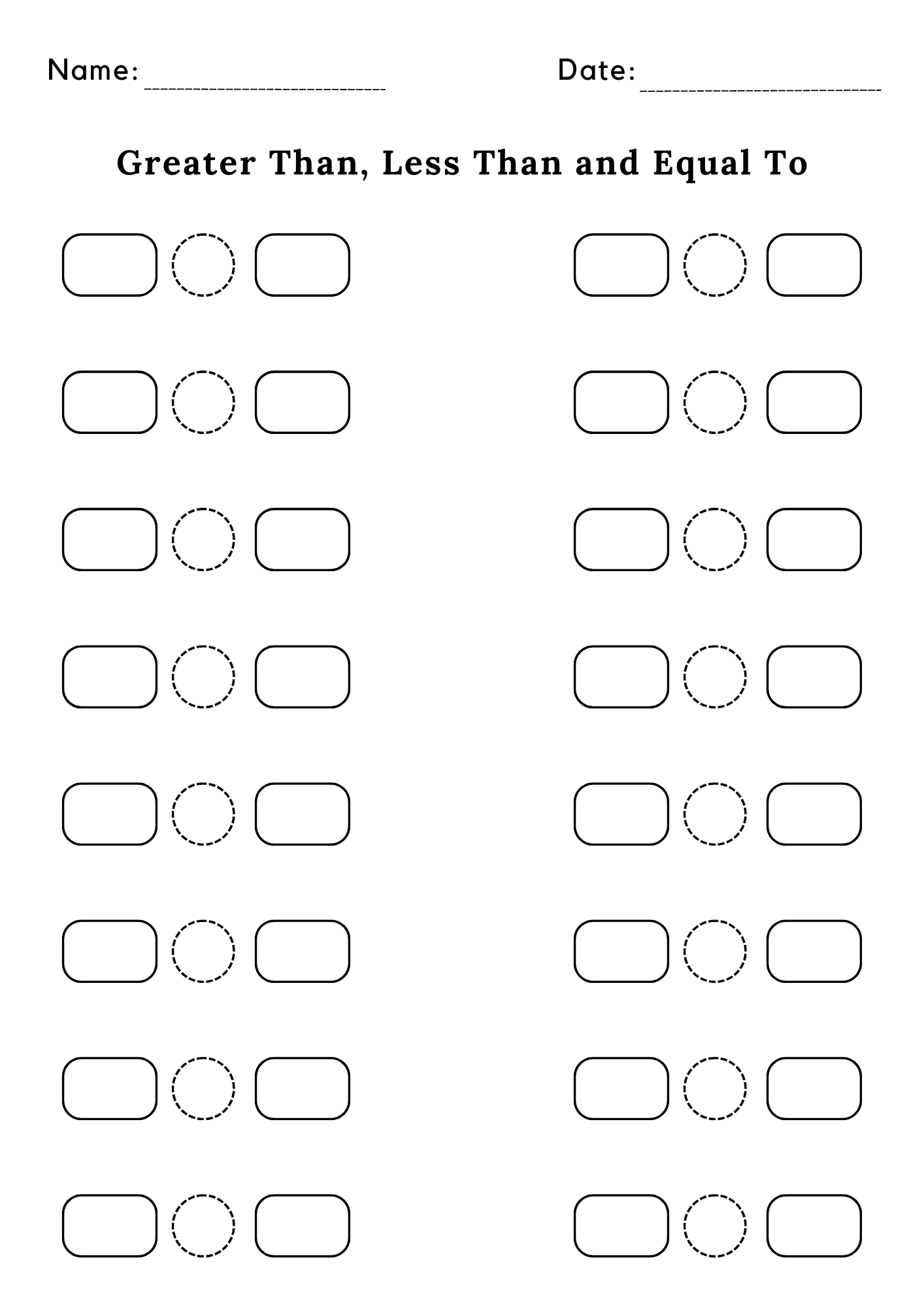 greater than less than free printable worksheets