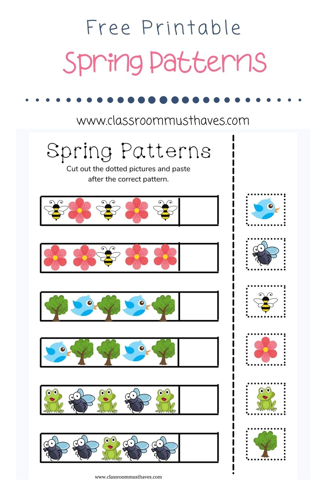 free printable patterns worksheets for kindergarten