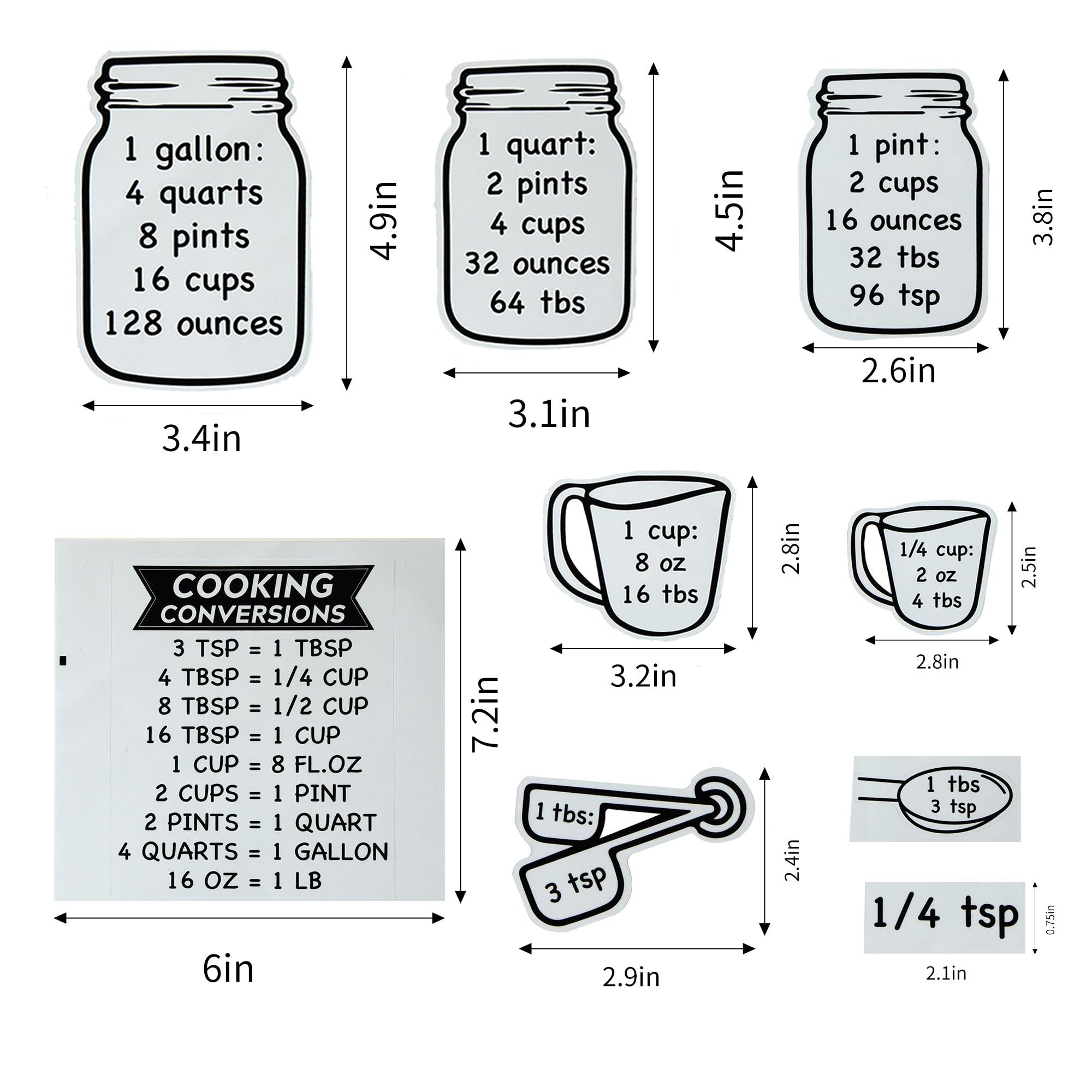 Kitchen Conversion Chart Wall Decor Metric Measurement Conversion For Cooking Baking Refrigerator Decoration Gallon Quart Pint Cup Ounces Tablespoon Teaspoon Conversion Chart Stickers Amazon de Home Kitchen