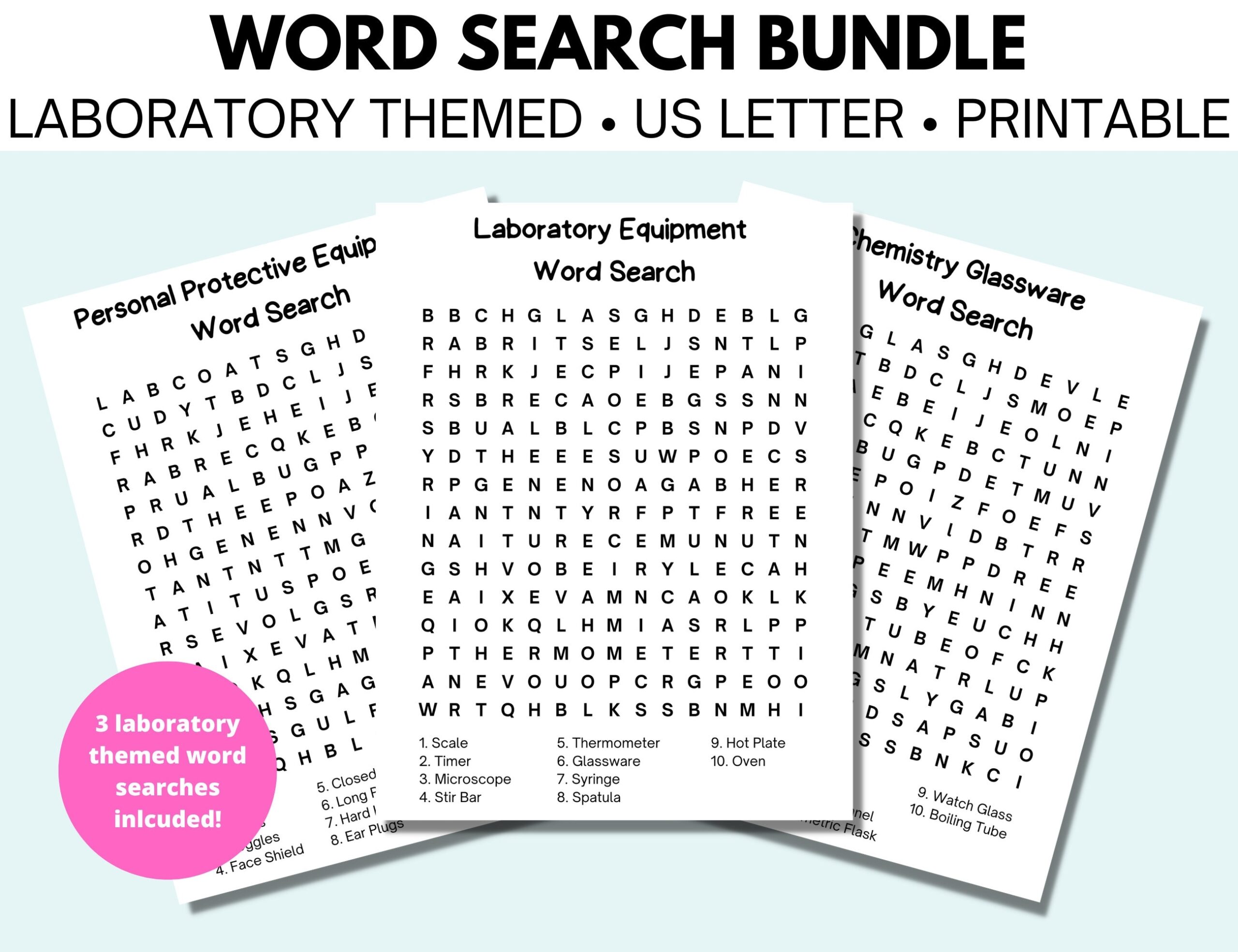 Laboratory Themed Word Search Bundle 3 Unique Puzzles Science Themed Printable Word Searches And Answer Keys Instant Download Etsy Laboratory Themed Word Search Bundle 3 Unique Puzzles Science Themed Printable Word Searches And Answer Keys Instant Download Etsy