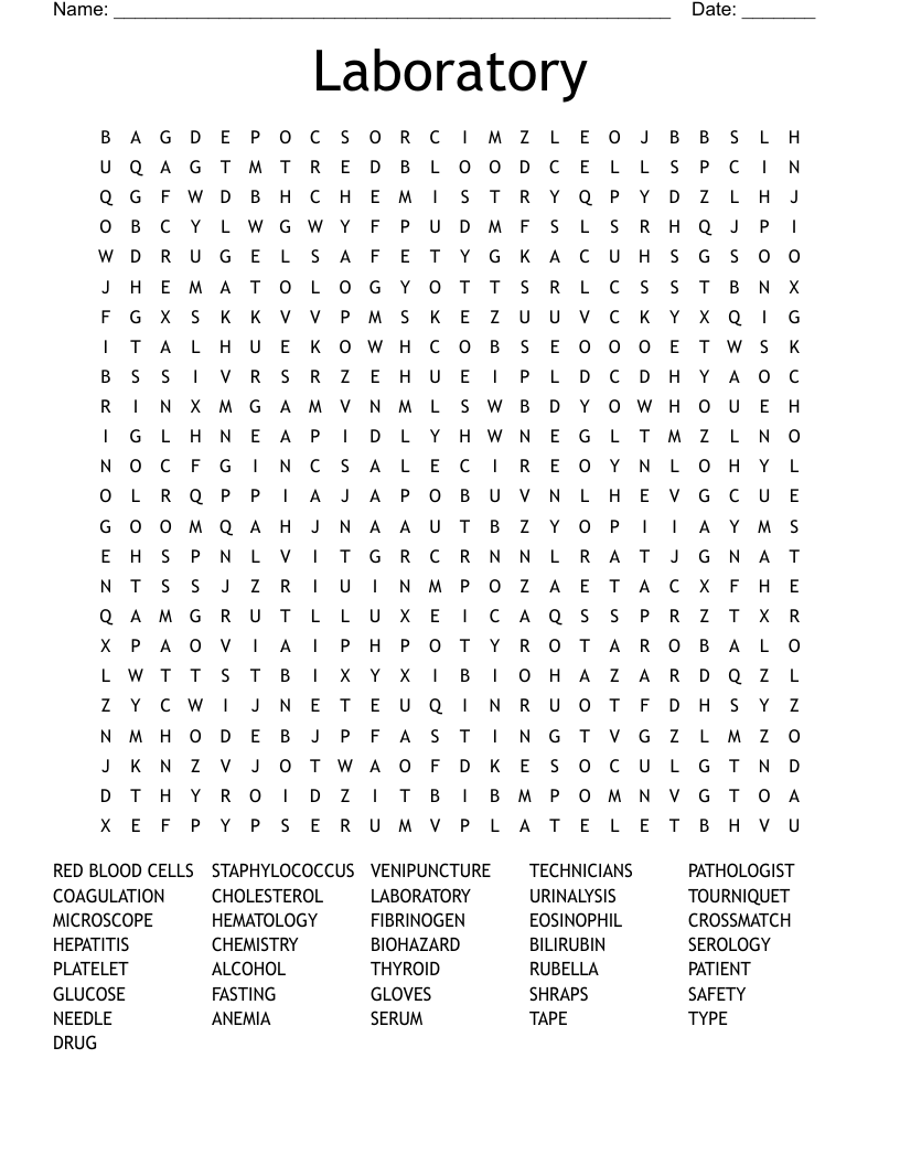 Laboratory Word Search