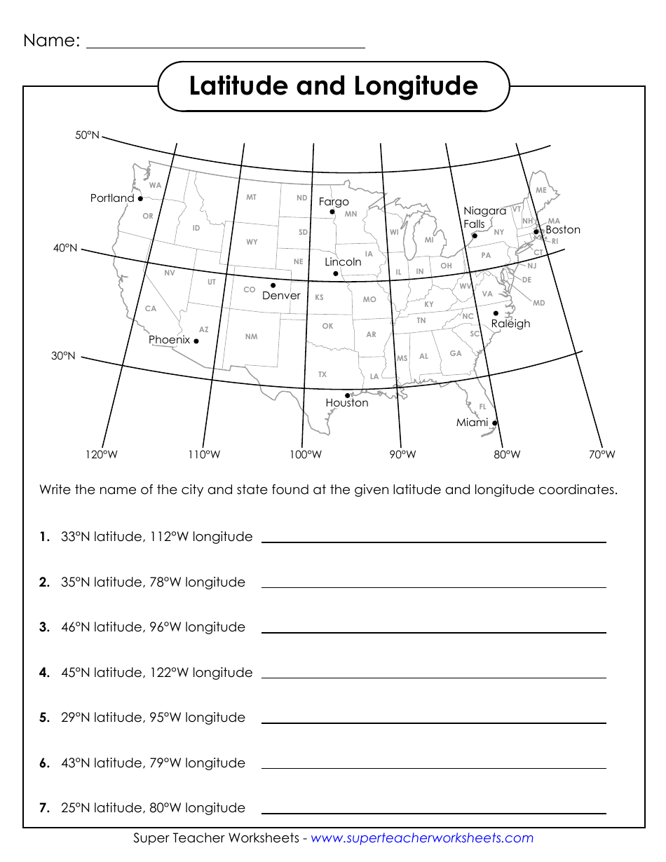 Latitude And Longitude Worksheet With Answers Download Printable PDF Templateroller