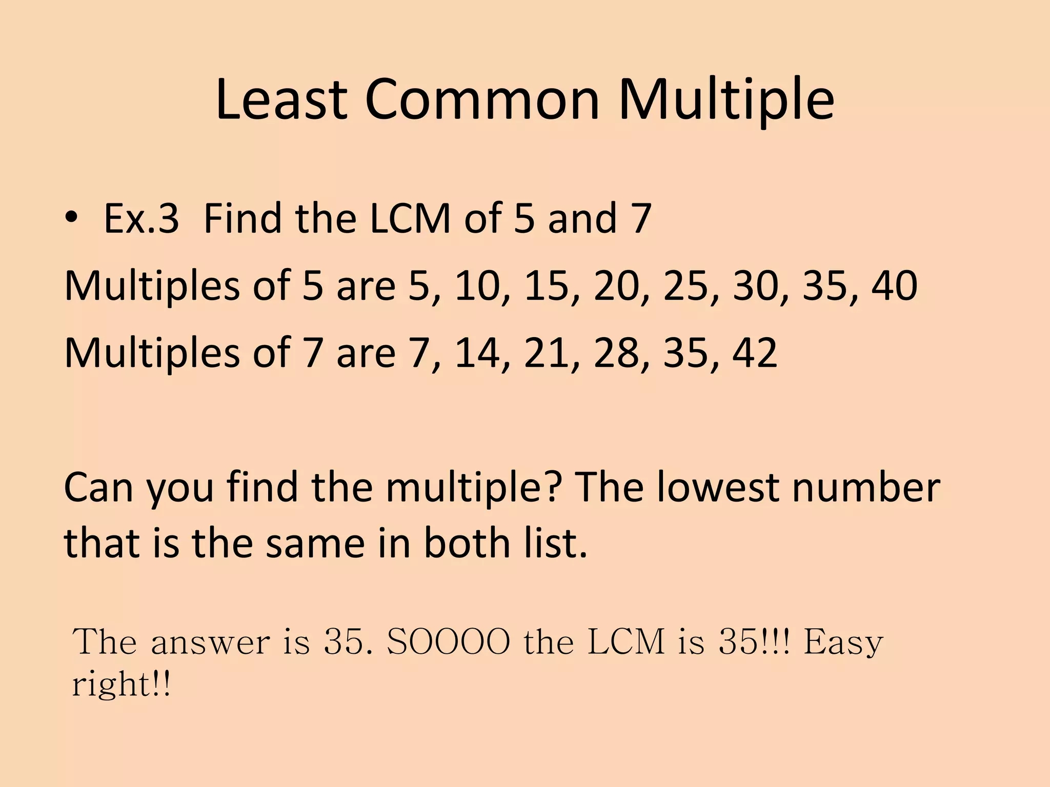 Least Common Multiple PPTX Least Common Multiple PPTX