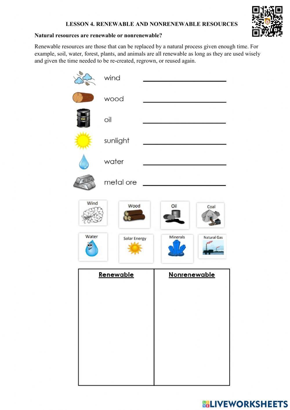 worksheets for renewable and nonrenewable resources worksheets for renewable and nonrenewable resources