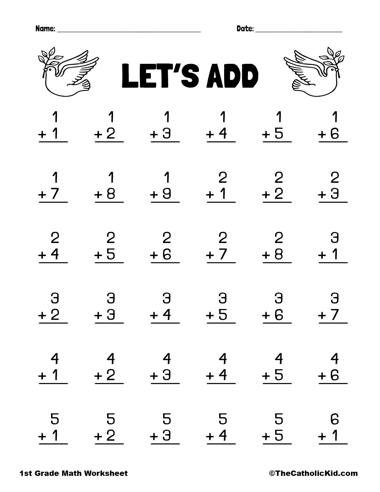 Free Printable 1st Grade Math Worksheets
