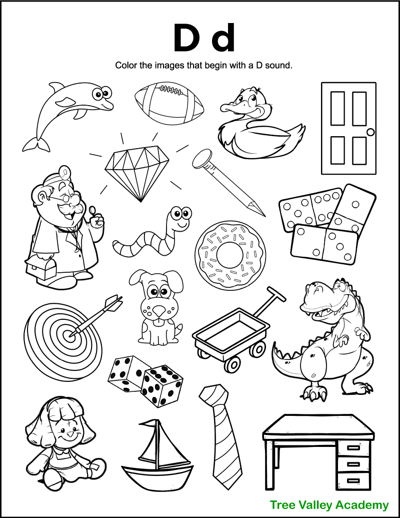 Letter D Sound Worksheets Tree Valley Academy Letter D Sound Worksheets Tree Valley Academy