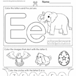 Letter E Coloring Worksheet Free Printable Digital PDF
