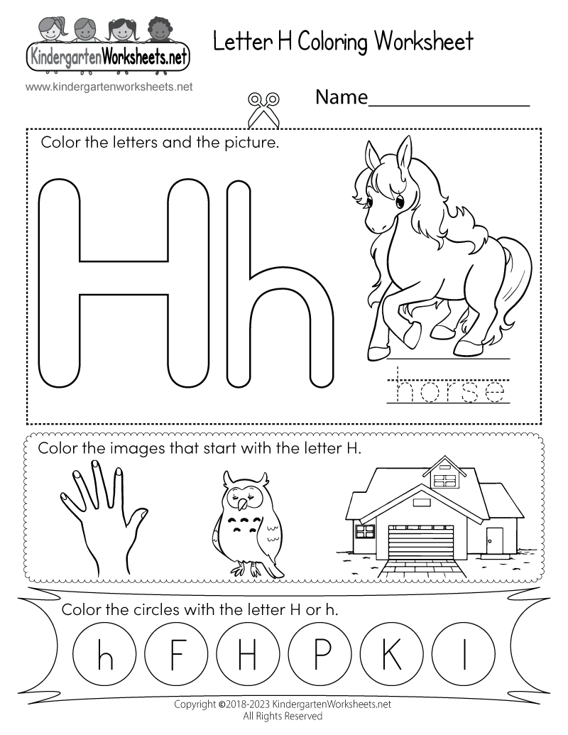 Free Printable Letter H Worksheets For Kindergarten