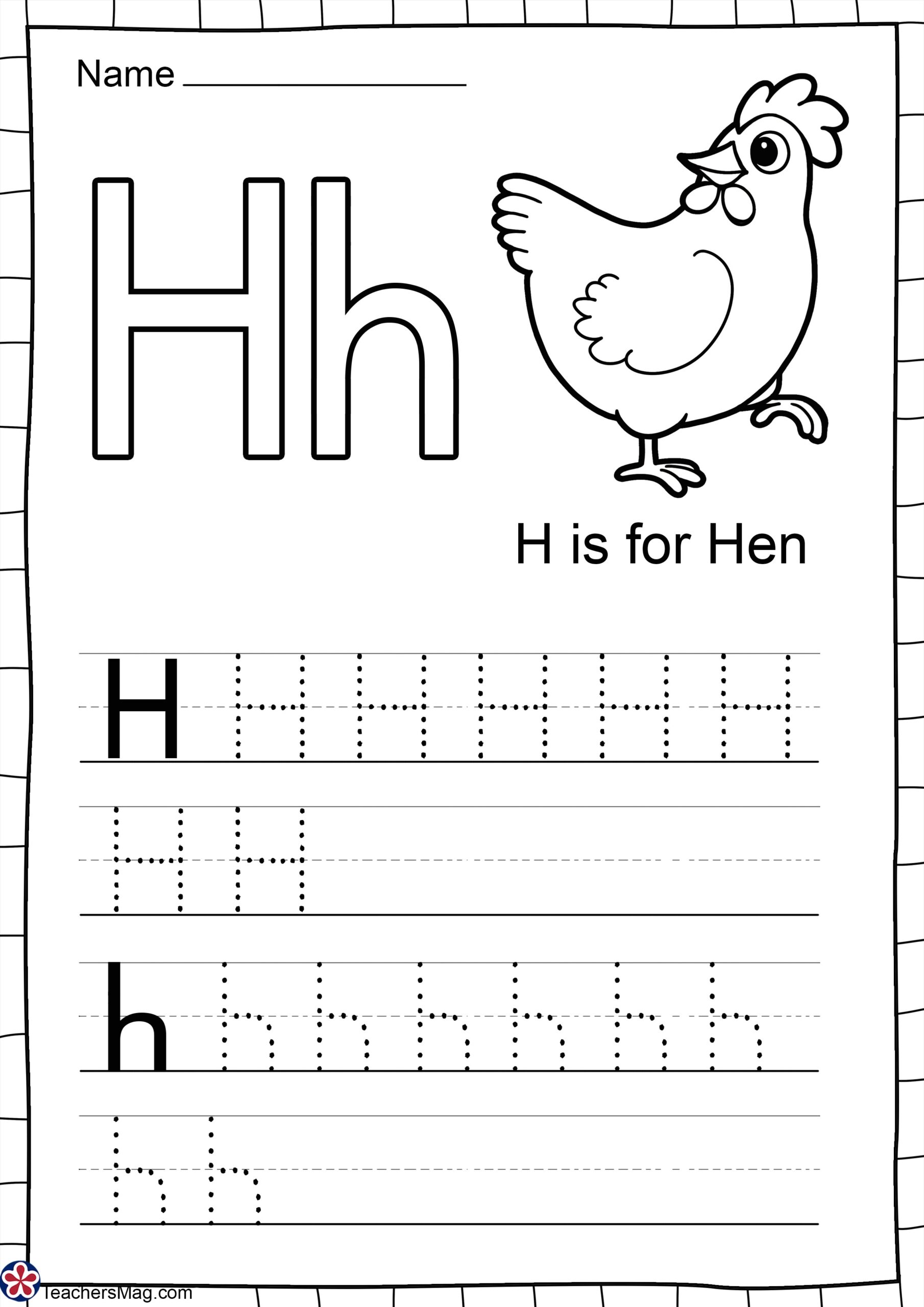Letter H Printable Worksheets