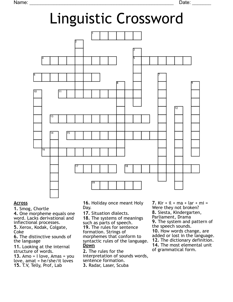 Linguistic Crossword WordMint