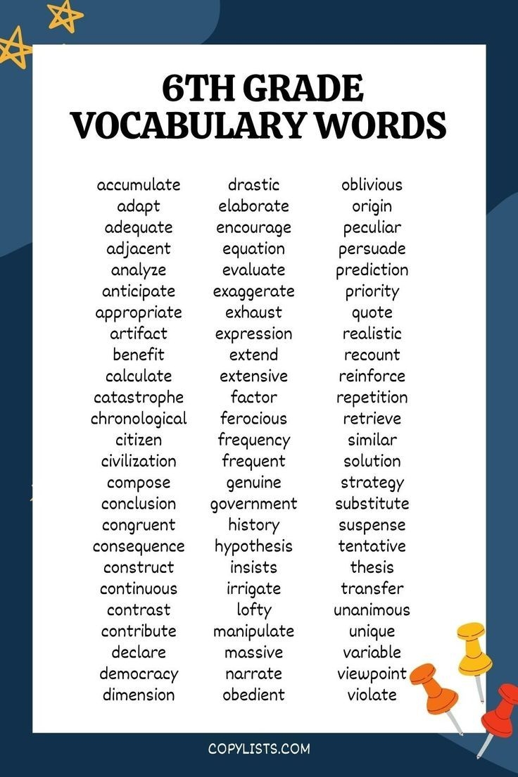 Words 6th Graders Should Know
