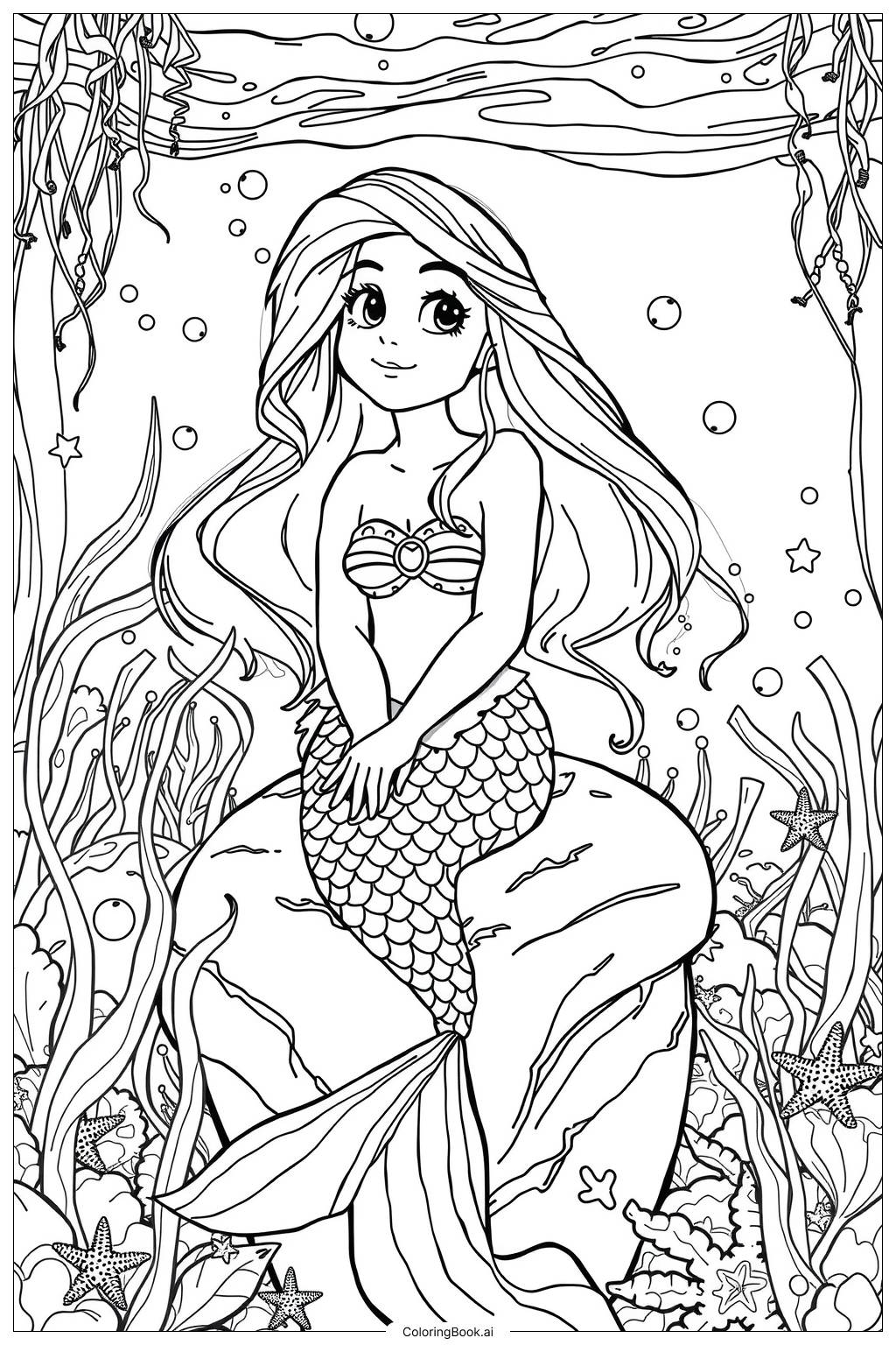 Little Mermaid Melody Coloring Page Free PDF PNG Printable Little Mermaid Melody Coloring Page Free PDF PNG Printable