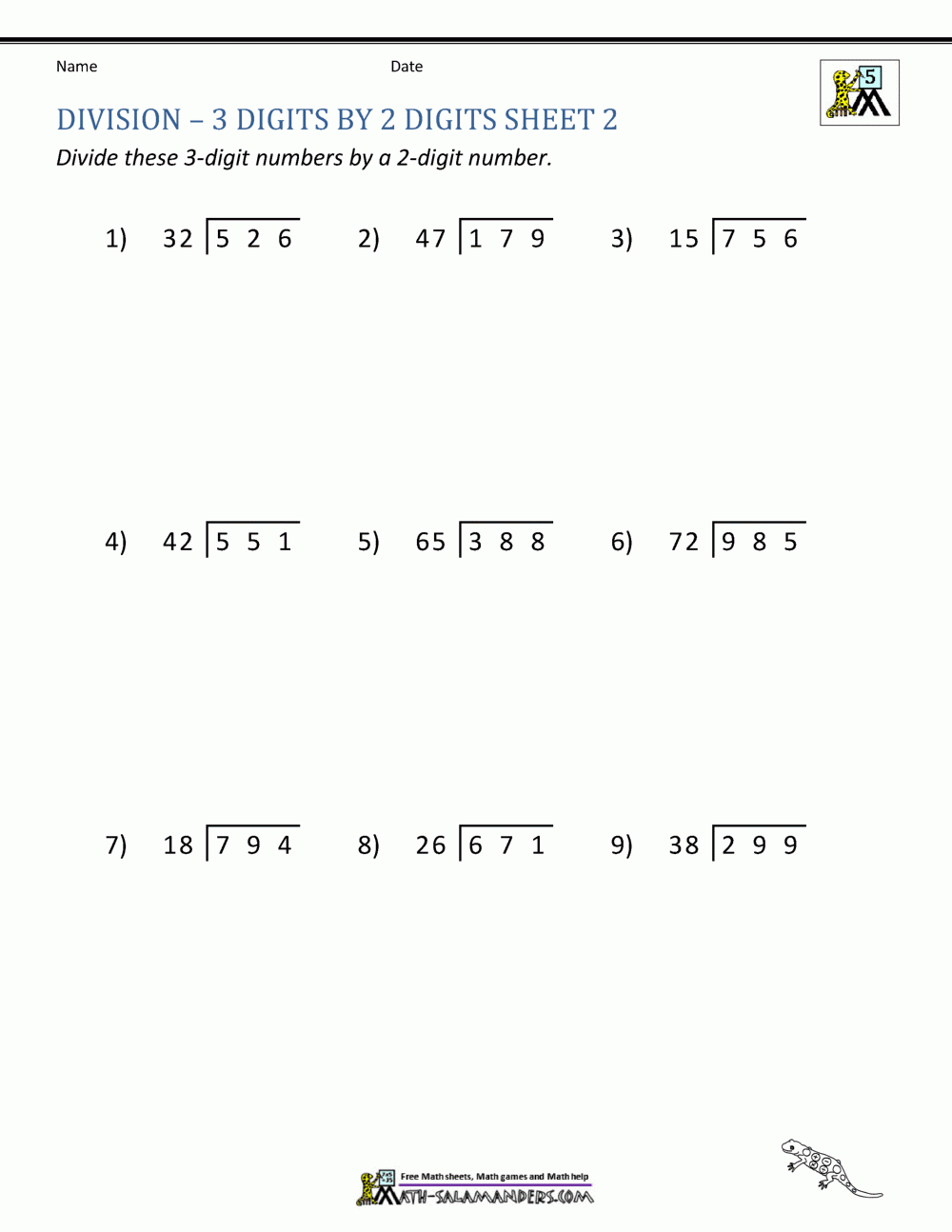 Long Division Worksheets For 5th Grade