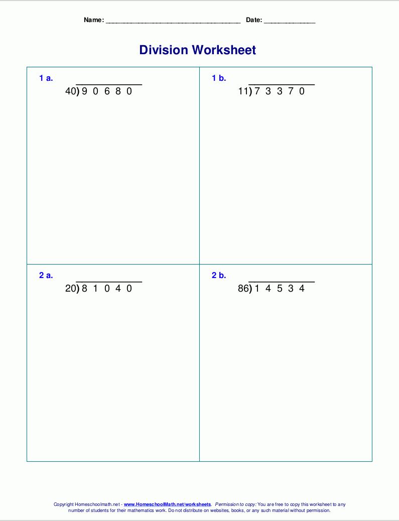 Long Division Worksheets For Grades 4 6 Long Division Worksheets For Grades 4 6