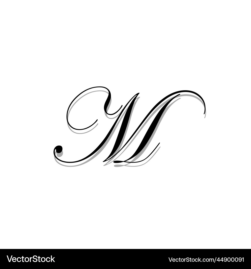 M Calligraphy Letter Icon Brand Name Monogram Vector Image