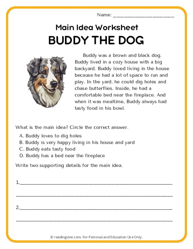 Main Idea Worksheets 3rd Grade