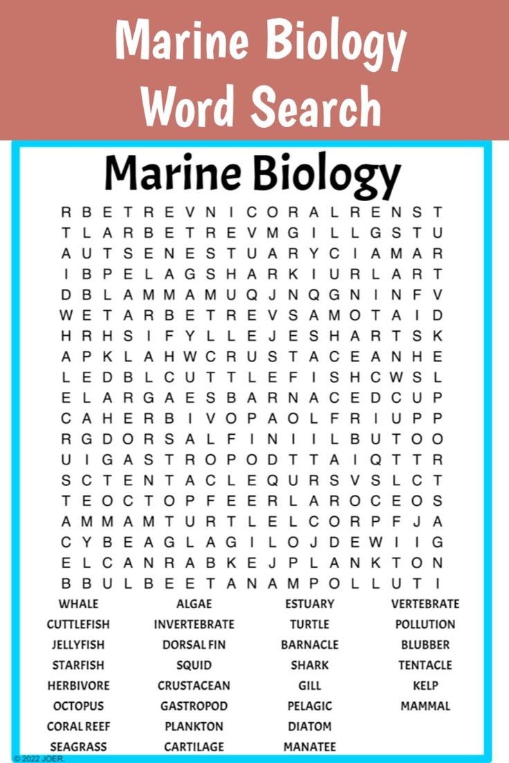 Marine Biology Word Search Marine Biology Word Search