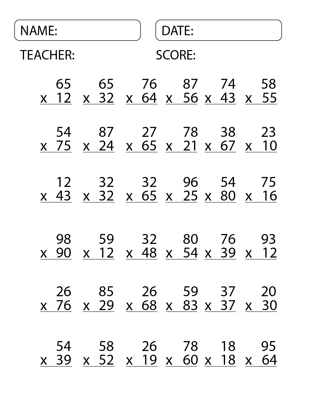 Master Multiplication With Our 2 Digit By 2 Digit Multiplication Worksheets Made By Teachers Master Multiplication With Our 2 Digit By 2 Digit Multiplication Worksheets Made By Teachers