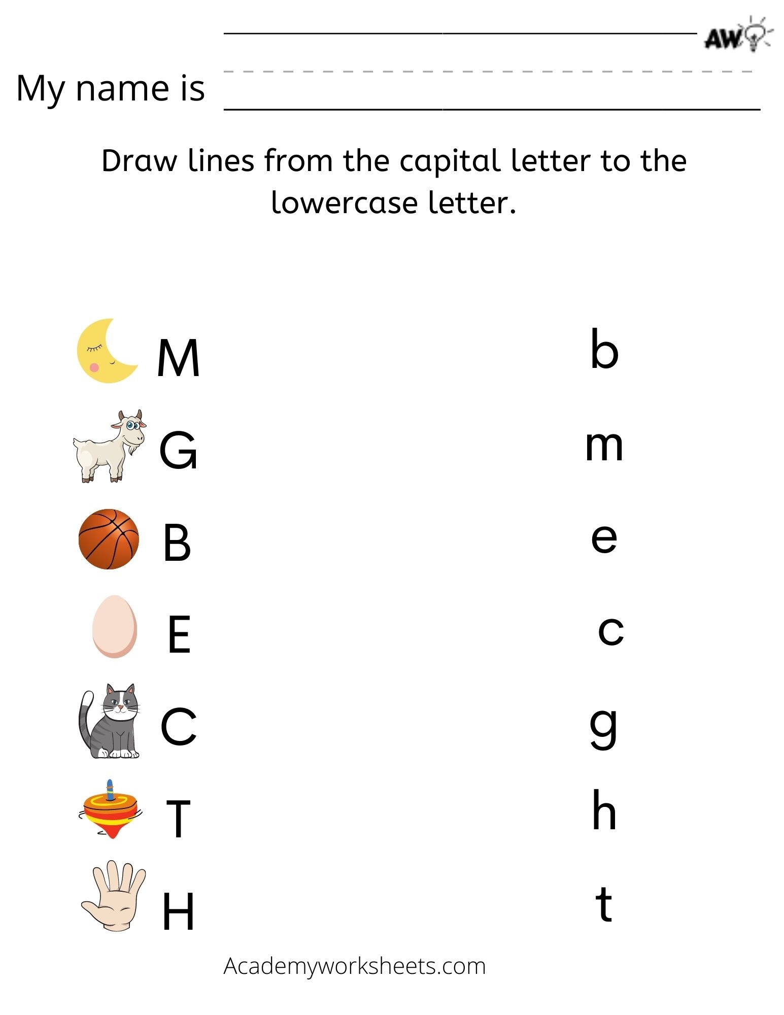 Match Uppercase And Lowercase Letters Academy Worksheets Worksheets Library
