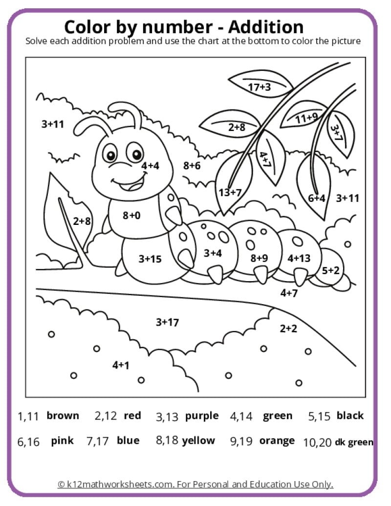 Printable Math Coloring Worksheets