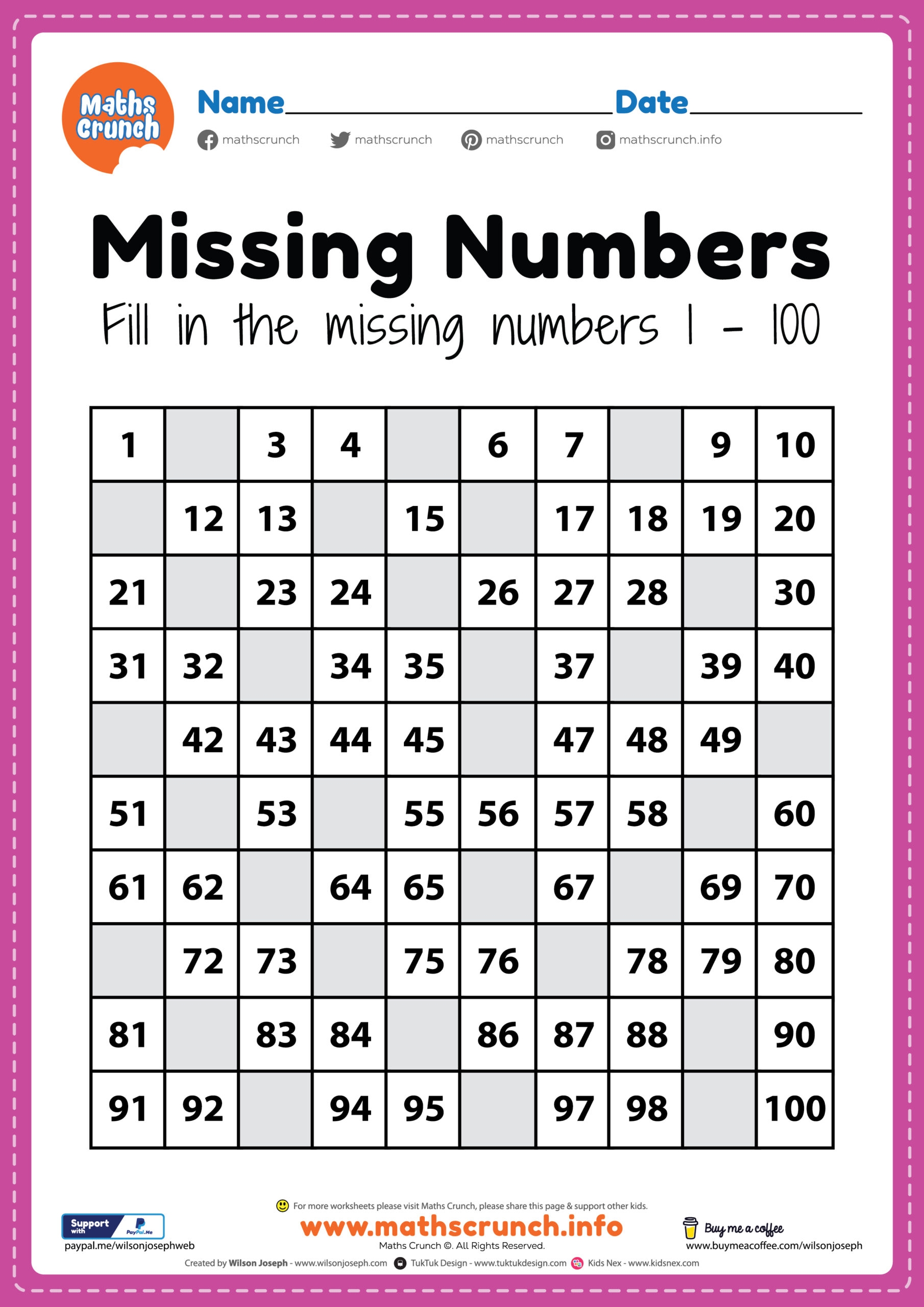 Free Printable Worksheets Math