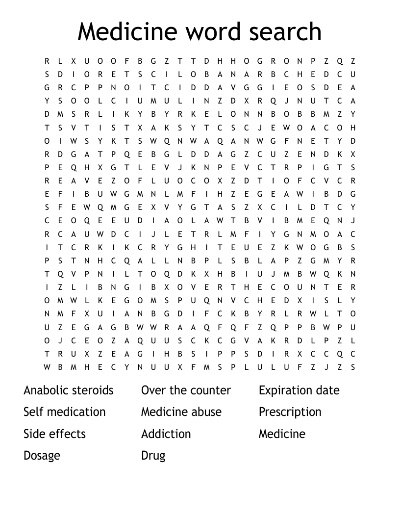 Medicine Word Search WordMint Medicine Word Search WordMint