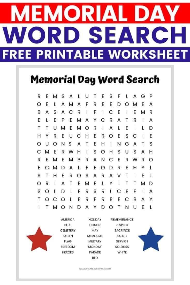 memorial day word search memorial day word search