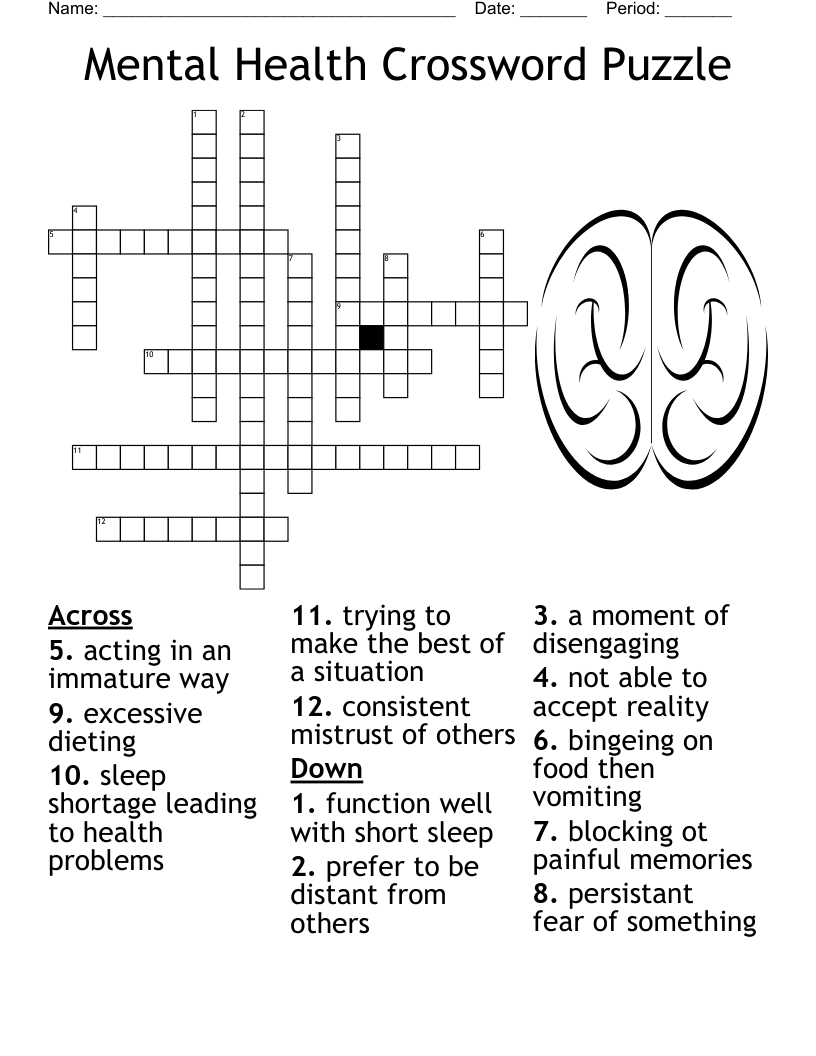 Mental Health Crossword Puzzle